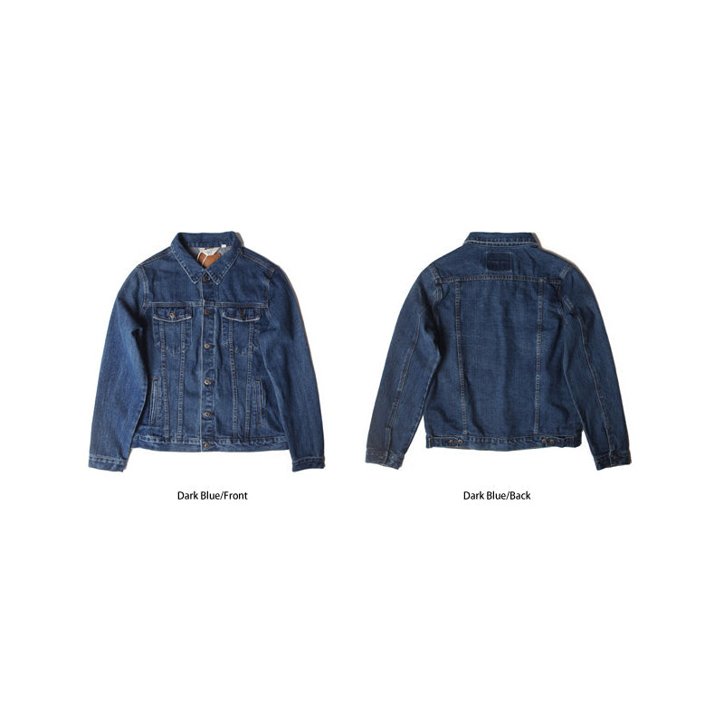 Heavy Washed Slim Denim Jacket – Workwear Inspired Casual Streetwear