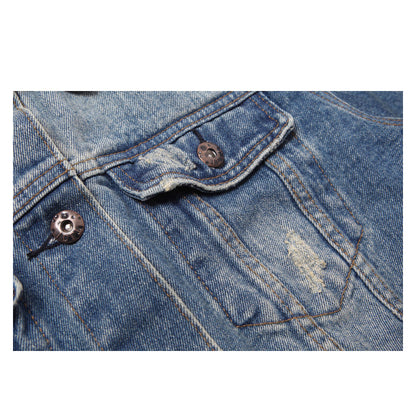 Heavy Washed Slim Denim Jacket – Workwear Inspired Casual Streetwear