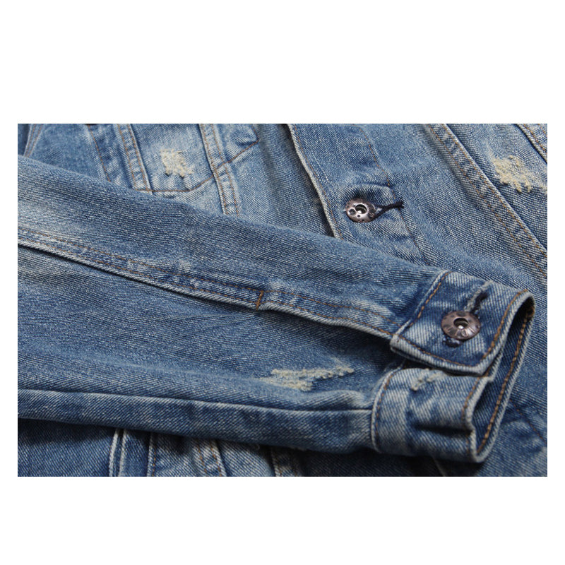 Heavy Washed Slim Denim Jacket – Workwear Inspired Casual Streetwear