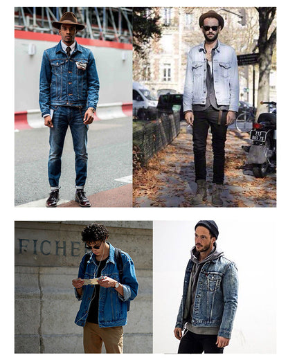 Heavy Washed Slim Denim Jacket – Workwear Inspired Casual Streetwear