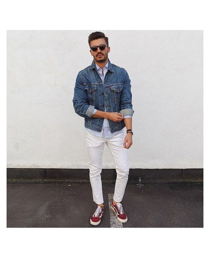 Heavy Washed Slim Denim Jacket – Workwear Inspired Casual Streetwear