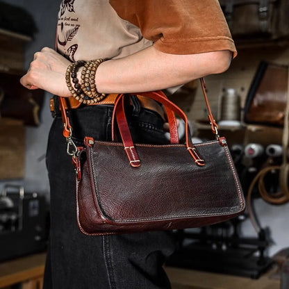 Vintage bags, niche soft leather handmade bags, leather small square bags, women's crossbody wide straps, top layer cowhide tote bags – Japanese vintage | yamalin clothes | Yamalinclothes