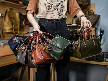 Vintage bags, niche soft leather handmade bags, leather small square bags, women's crossbody wide straps, top layer cowhide tote bags – Japanese vintage | yamalin clothes | Yamalinclothes