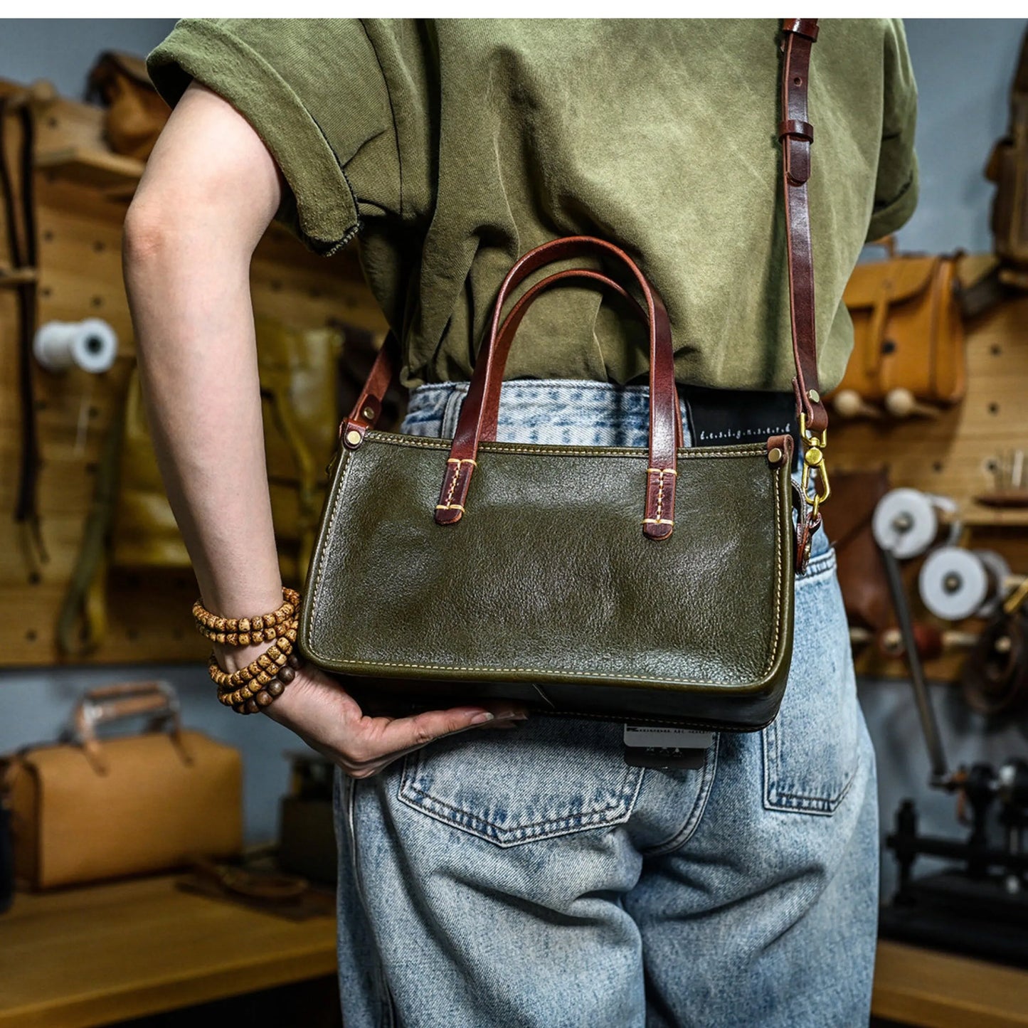 Vintage bags, niche soft leather handmade bags, leather small square bags, women's crossbody wide straps, top layer cowhide tote bags – Japanese vintage | yamalin clothes | Yamalinclothes
