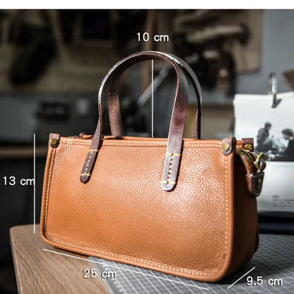 Vintage bags, niche soft leather handmade bags, leather small square bags, women's crossbody wide straps, top layer cowhide tote bags – Japanese vintage | yamalin clothes | Yamalinclothes