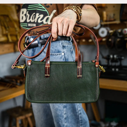Vintage bags, niche soft leather handmade bags, leather small square bags, women's crossbody wide straps, top layer cowhide tote bags – Japanese vintage | yamalin clothes | Yamalinclothes