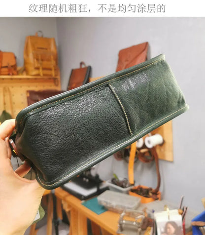 Vintage bags, niche soft leather handmade bags, leather small square bags, women's crossbody wide straps, top layer cowhide tote bags – Japanese vintage | yamalin clothes | Yamalinclothes