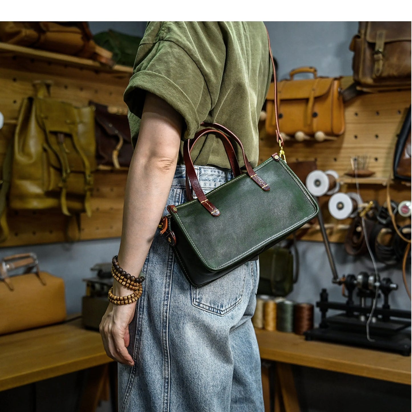Vintage bags, niche soft leather handmade bags, leather small square bags, women's crossbody wide straps, top layer cowhide tote bags – Japanese vintage | yamalin clothes | Yamalinclothes