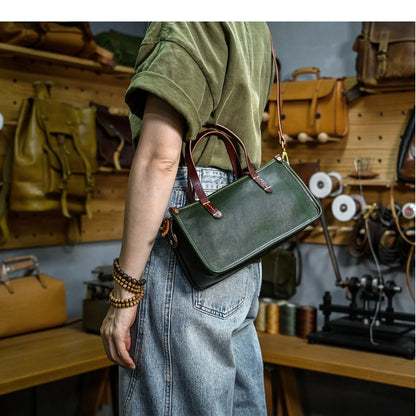 Vintage bags, niche soft leather handmade bags, leather small square bags, women's crossbody wide straps, top layer cowhide tote bags – Japanese vintage | yamalin clothes | Yamalinclothes