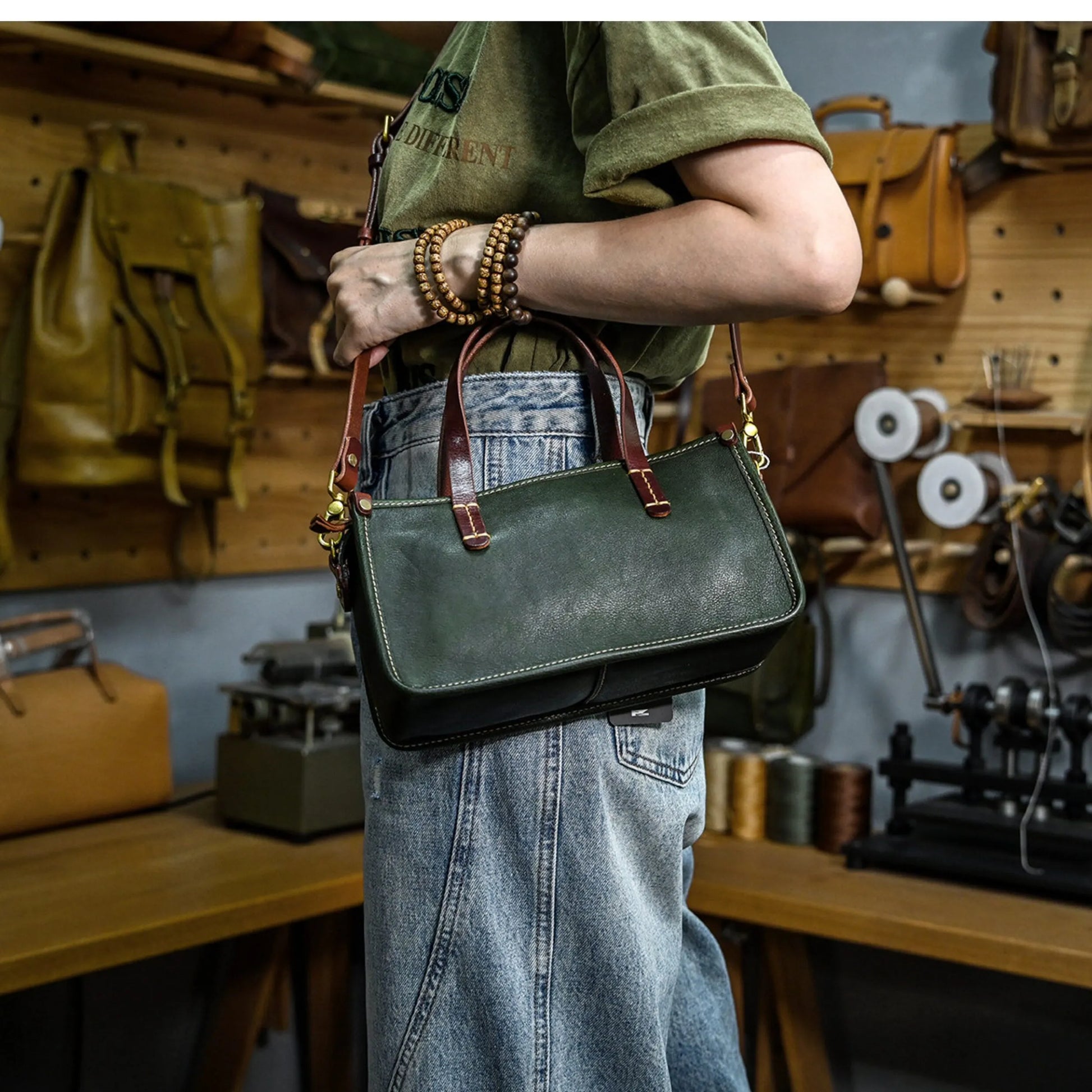 Vintage bags, niche soft leather handmade bags, leather small square bags, women's crossbody wide straps, top layer cowhide tote bags – Japanese vintage | yamalin clothes | Yamalinclothes