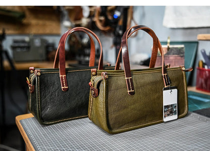 Vintage bags, niche soft leather handmade bags, leather small square bags, women's crossbody wide straps, top layer cowhide tote bags – Japanese vintage | yamalin clothes | Yamalinclothes