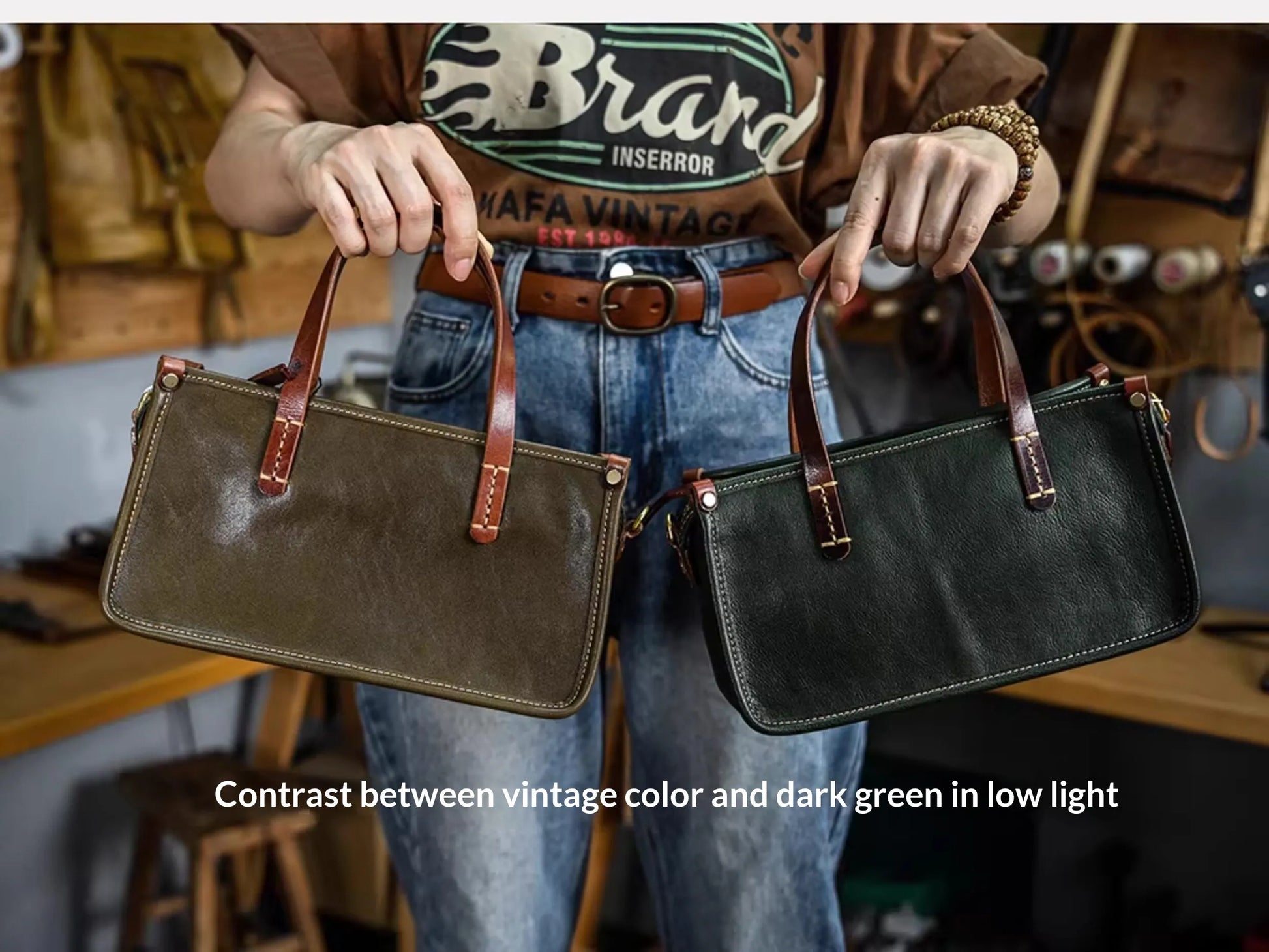 Vintage bags, niche soft leather handmade bags, leather small square bags, women's crossbody wide straps, top layer cowhide tote bags – Japanese vintage | yamalin clothes | Yamalinclothes