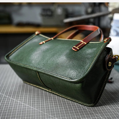 Vintage bags, niche soft leather handmade bags, leather small square bags, women's crossbody wide straps, top layer cowhide tote bags – Japanese vintage | yamalin clothes | Yamalinclothes