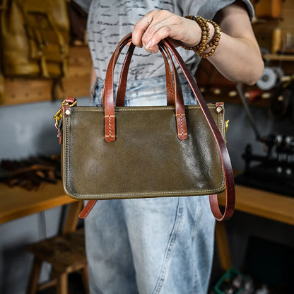 Vintage bags, niche soft leather handmade bags, leather small square bags, women's crossbody wide straps, top layer cowhide tote bags – Japanese vintage | yamalin clothes | Yamalinclothes