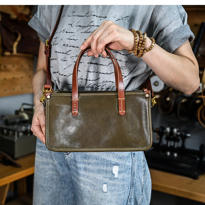 Vintage bags, niche soft leather handmade bags, leather small square bags, women's crossbody wide straps, top layer cowhide tote bags – Japanese vintage | yamalin clothes | Yamalinclothes