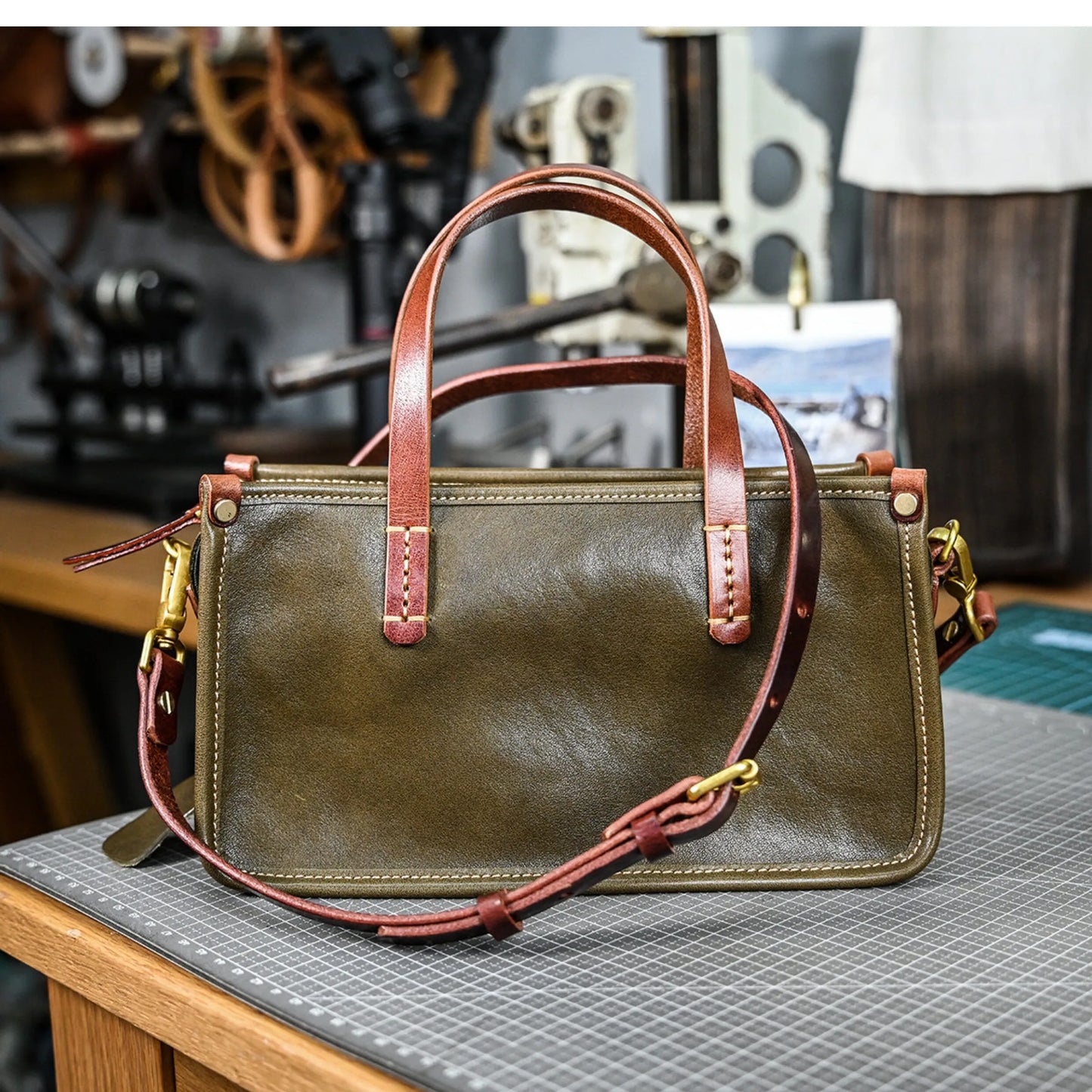 Vintage bags, niche soft leather handmade bags, leather small square bags, women's crossbody wide straps, top layer cowhide tote bags – Japanese vintage | yamalin clothes | Yamalinclothes