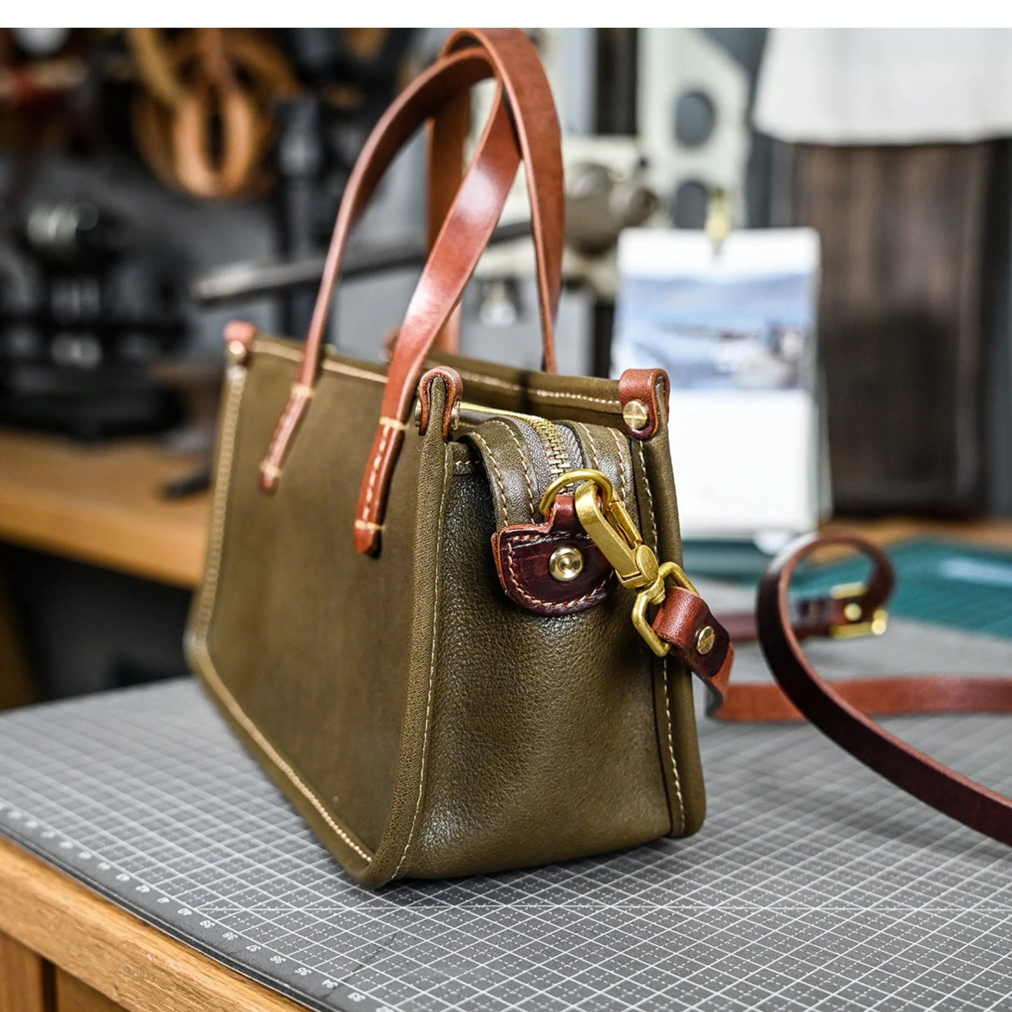 Vintage bags, niche soft leather handmade bags, leather small square bags, women's crossbody wide straps, top layer cowhide tote bags – Japanese vintage | yamalin clothes | Yamalinclothes