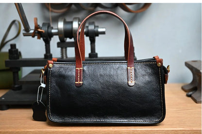 Vintage bags, niche soft leather handmade bags, leather small square bags, women's crossbody wide straps, top layer cowhide tote bags – Japanese vintage | yamalin clothes | Yamalinclothes
