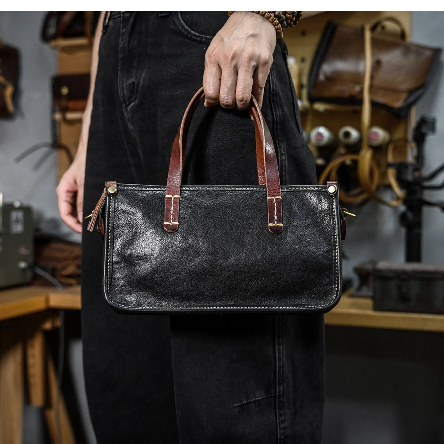 Vintage bags, niche soft leather handmade bags, leather small square bags, women's crossbody wide straps, top layer cowhide tote bags – Japanese vintage | yamalin clothes | Yamalinclothes