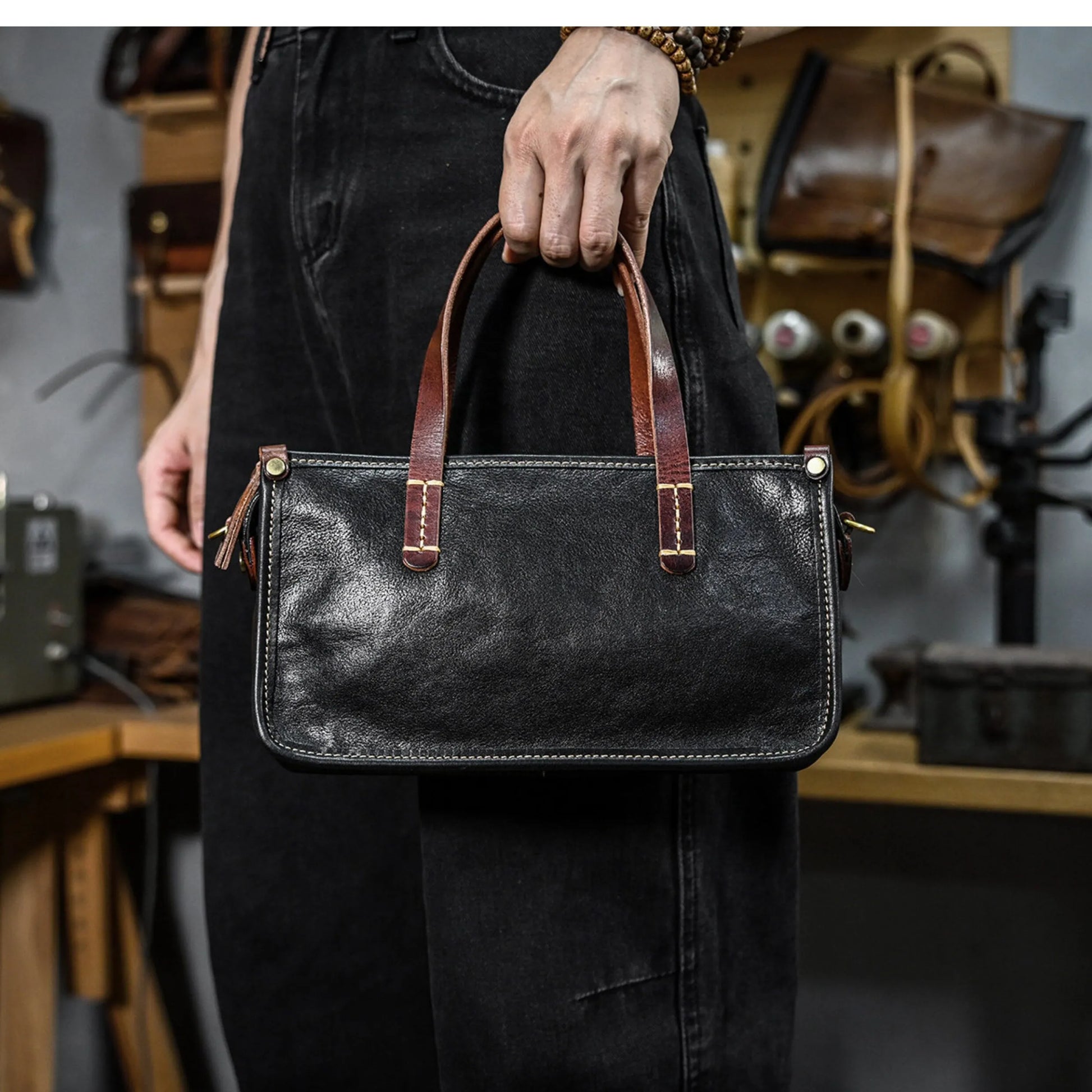 Vintage bags, niche soft leather handmade bags, leather small square bags, women's crossbody wide straps, top layer cowhide tote bags – Japanese vintage | yamalin clothes | Yamalinclothes
