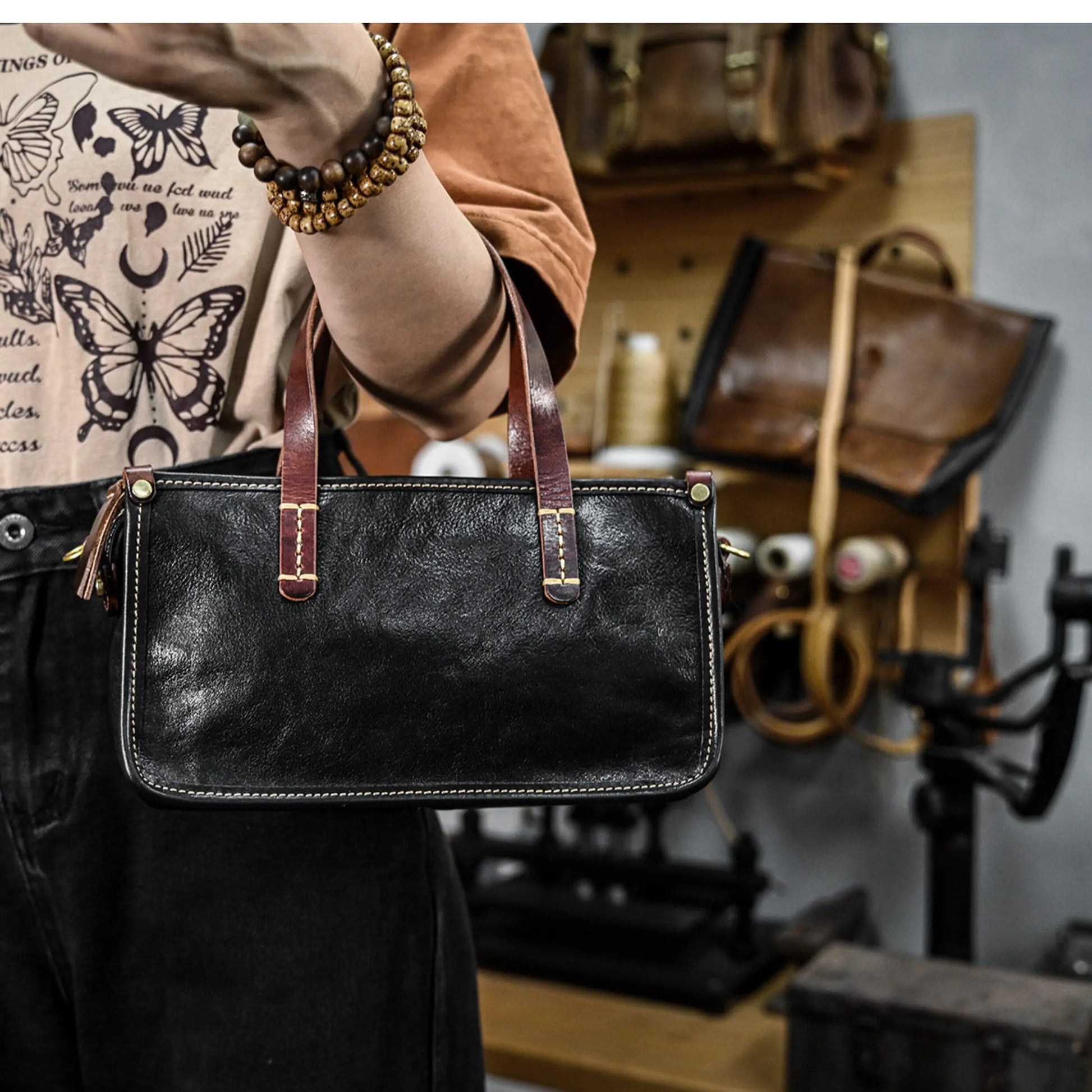 Vintage bags, niche soft leather handmade bags, leather small square bags, women's crossbody wide straps, top layer cowhide tote bags – Japanese vintage | yamalin clothes | Yamalinclothes