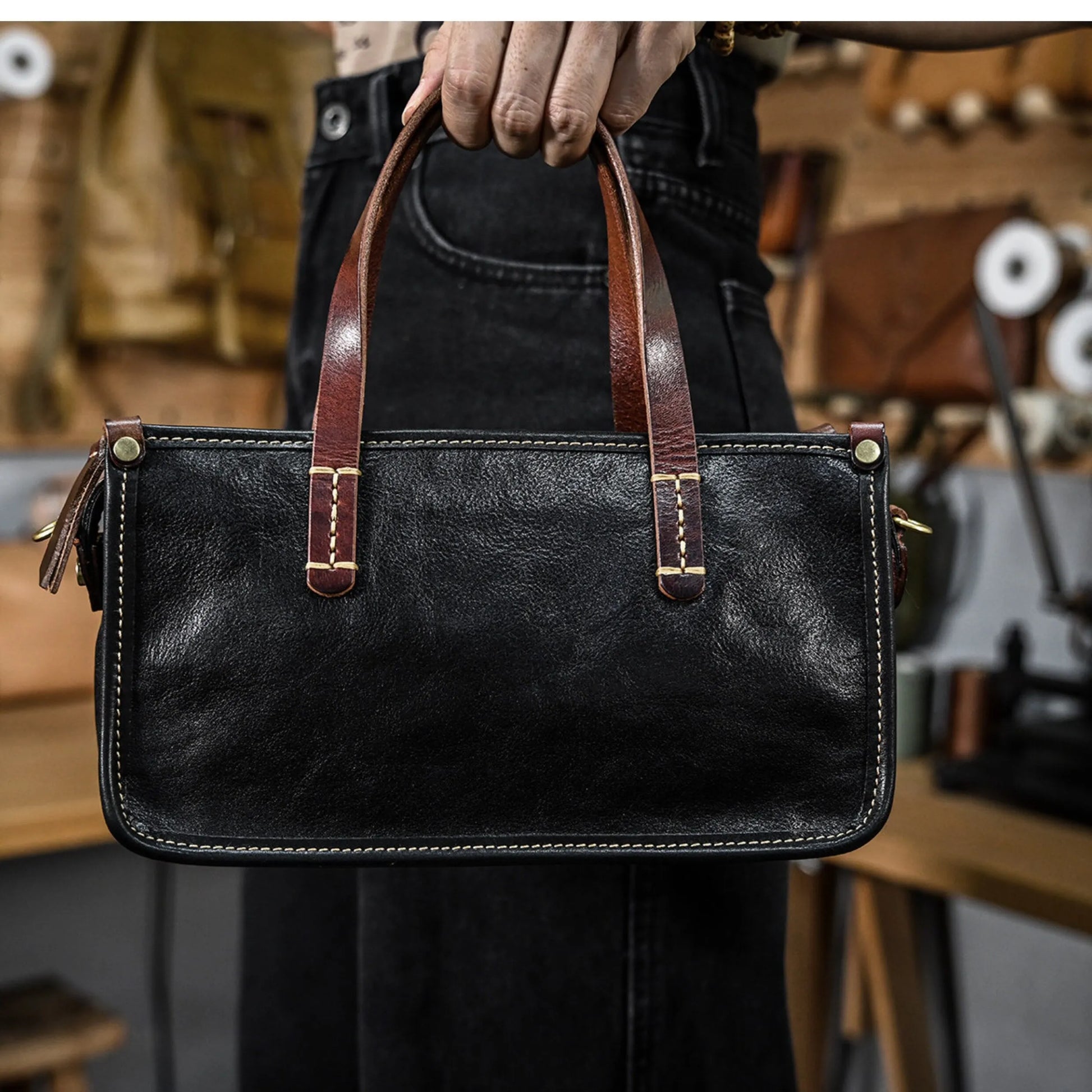 Vintage bags, niche soft leather handmade bags, leather small square bags, women's crossbody wide straps, top layer cowhide tote bags – Japanese vintage | yamalin clothes | Yamalinclothes