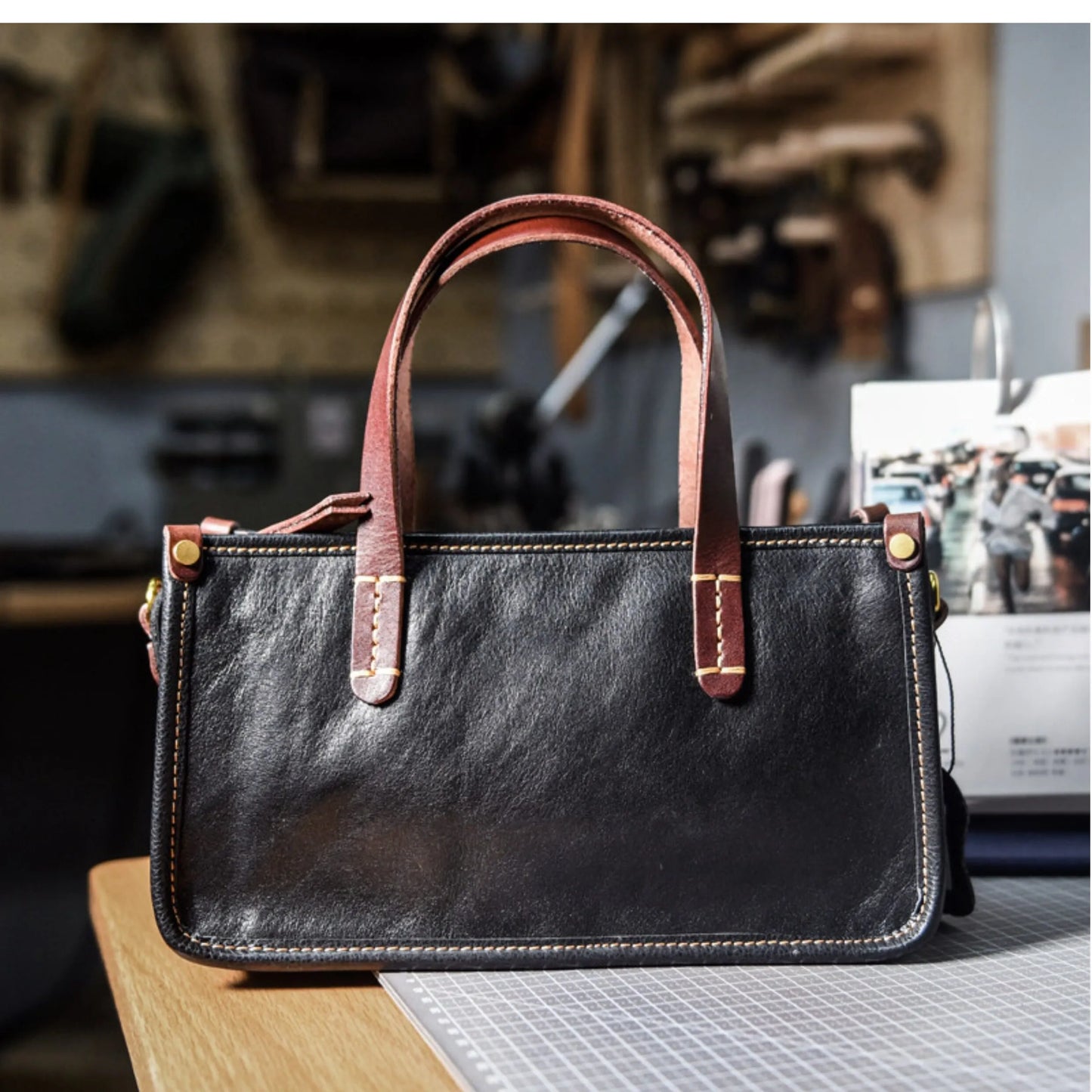Vintage bags, niche soft leather handmade bags, leather small square bags, women's crossbody wide straps, top layer cowhide tote bags – Japanese vintage | yamalin clothes | Yamalinclothes