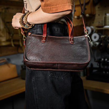Vintage bags, niche soft leather handmade bags, leather small square bags, women's crossbody wide straps, top layer cowhide tote bags – Japanese vintage | yamalin clothes | Yamalinclothes