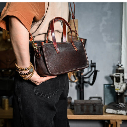Vintage bags, niche soft leather handmade bags, leather small square bags, women's crossbody wide straps, top layer cowhide tote bags – Japanese vintage | yamalin clothes | Yamalinclothes