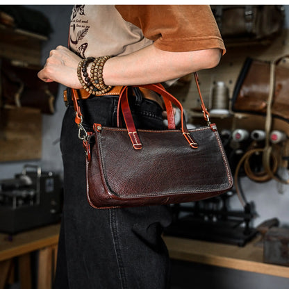Vintage bags, niche soft leather handmade bags, leather small square bags, women's crossbody wide straps, top layer cowhide tote bags – Japanese vintage | yamalin clothes | Yamalinclothes