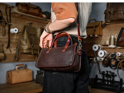 Vintage bags, niche soft leather handmade bags, leather small square bags, women's crossbody wide straps, top layer cowhide tote bags – Japanese vintage | yamalin clothes | Yamalinclothes