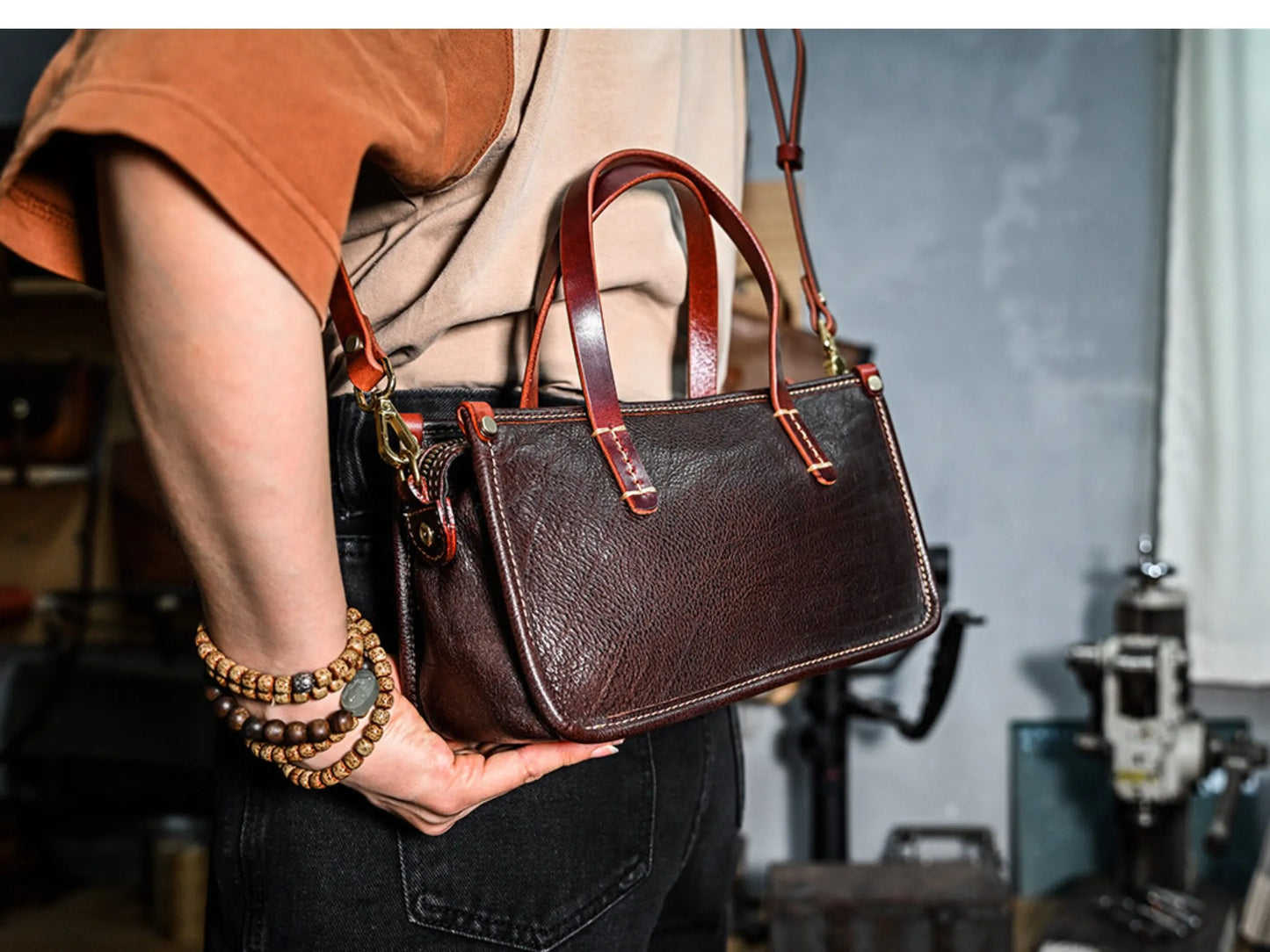 Vintage bags, niche soft leather handmade bags, leather small square bags, women's crossbody wide straps, top layer cowhide tote bags – Japanese vintage | yamalin clothes | Yamalinclothes