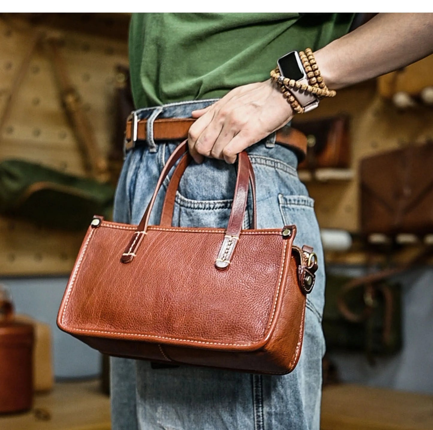 Vintage bags, niche soft leather handmade bags, leather small square bags, women's crossbody wide straps, top layer cowhide tote bags – Japanese vintage | yamalin clothes | Yamalinclothes