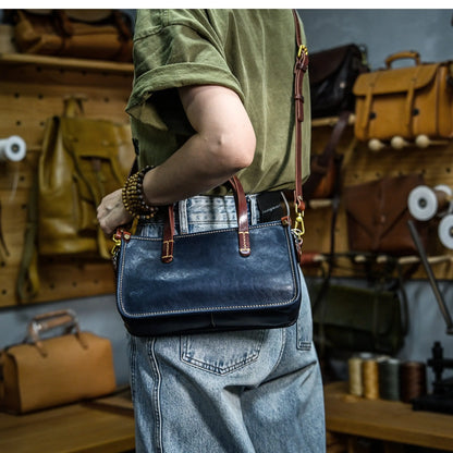 Vintage bags, niche soft leather handmade bags, leather small square bags, women's crossbody wide straps, top layer cowhide tote bags – Japanese vintage | yamalin clothes | Yamalinclothes