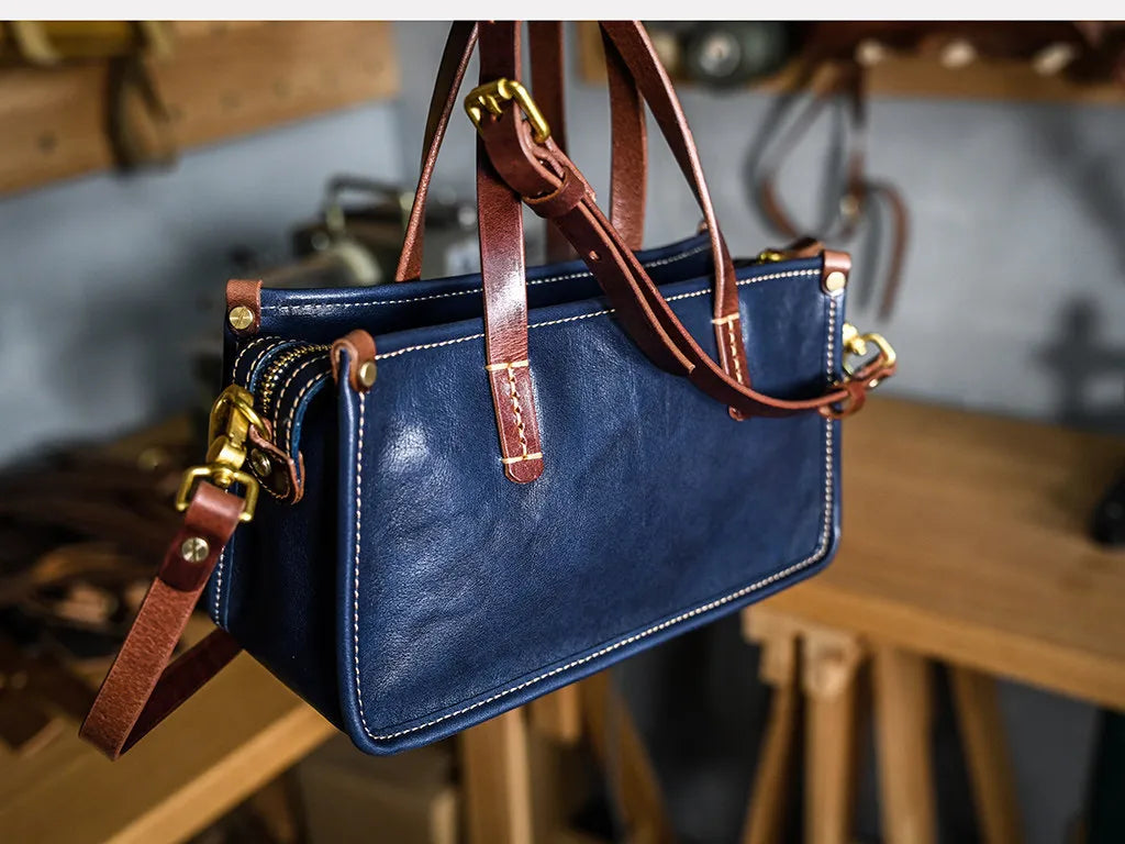 Vintage bags, niche soft leather handmade bags, leather small square bags, women's crossbody wide straps, top layer cowhide tote bags – Japanese vintage | yamalin clothes | Yamalinclothes