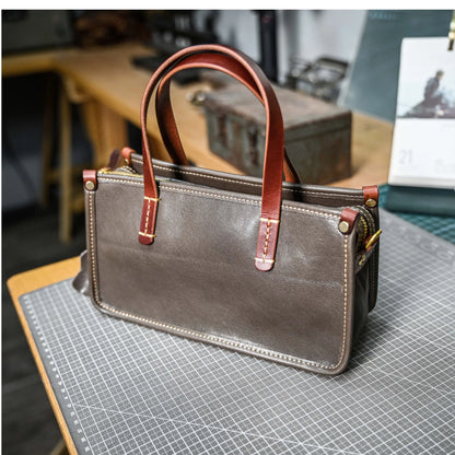 Vintage bags, niche soft leather handmade bags, leather small square bags, women's crossbody wide straps, top layer cowhide tote bags – Japanese vintage | yamalin clothes | Yamalinclothes