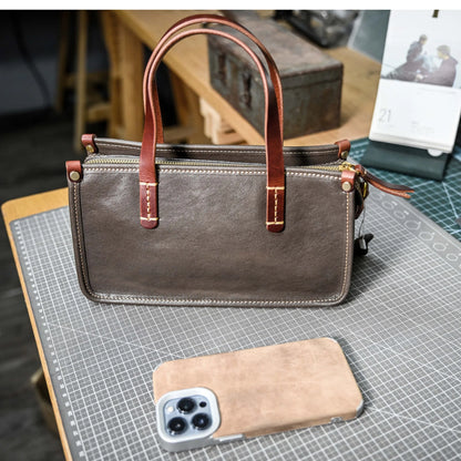 Vintage bags, niche soft leather handmade bags, leather small square bags, women's crossbody wide straps, top layer cowhide tote bags – Japanese vintage | yamalin clothes | Yamalinclothes