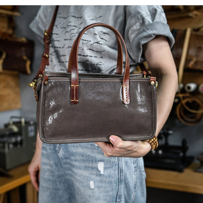 Vintage bags, niche soft leather handmade bags, leather small square bags, women's crossbody wide straps, top layer cowhide tote bags – Japanese vintage | yamalin clothes | Yamalinclothes
