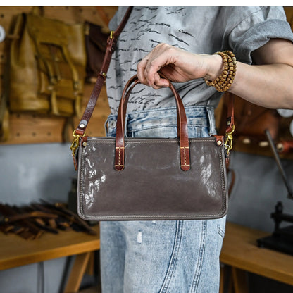 Vintage bags, niche soft leather handmade bags, leather small square bags, women's crossbody wide straps, top layer cowhide tote bags – Japanese vintage | yamalin clothes | Yamalinclothes