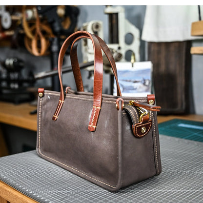 Vintage bags, niche soft leather handmade bags, leather small square bags, women's crossbody wide straps, top layer cowhide tote bags – Japanese vintage | yamalin clothes | Yamalinclothes