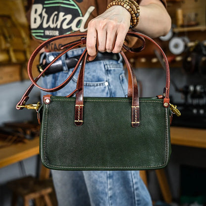 Vintage bags, niche soft leather handmade bags, leather small square bags, women's crossbody wide straps, top layer cowhide tote bags – Japanese vintage | yamalin clothes | Yamalinclothes