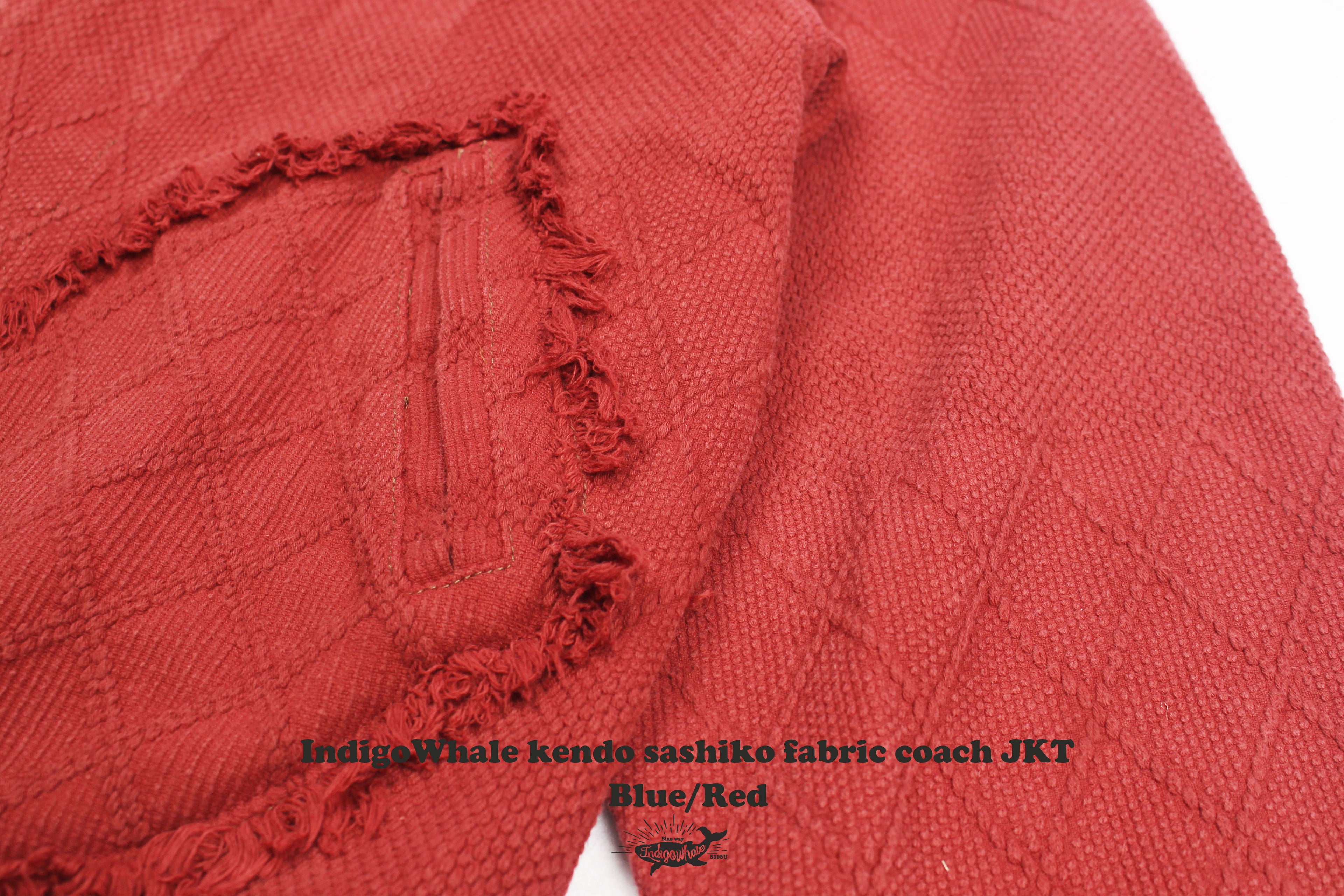 Custom Woven Kendo Sashiko Fabric Patchwork Frayed Pocket Washed Heavy Loose Coach Jacket