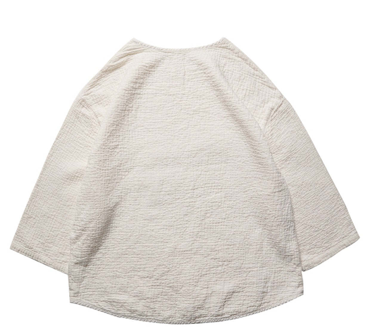 Original Japanese Retro White Sashiko Spring Summer Loose Couple Style Short Sleeve Embroidered Casual Three-Quarter Sleeve T-Shirt for Men