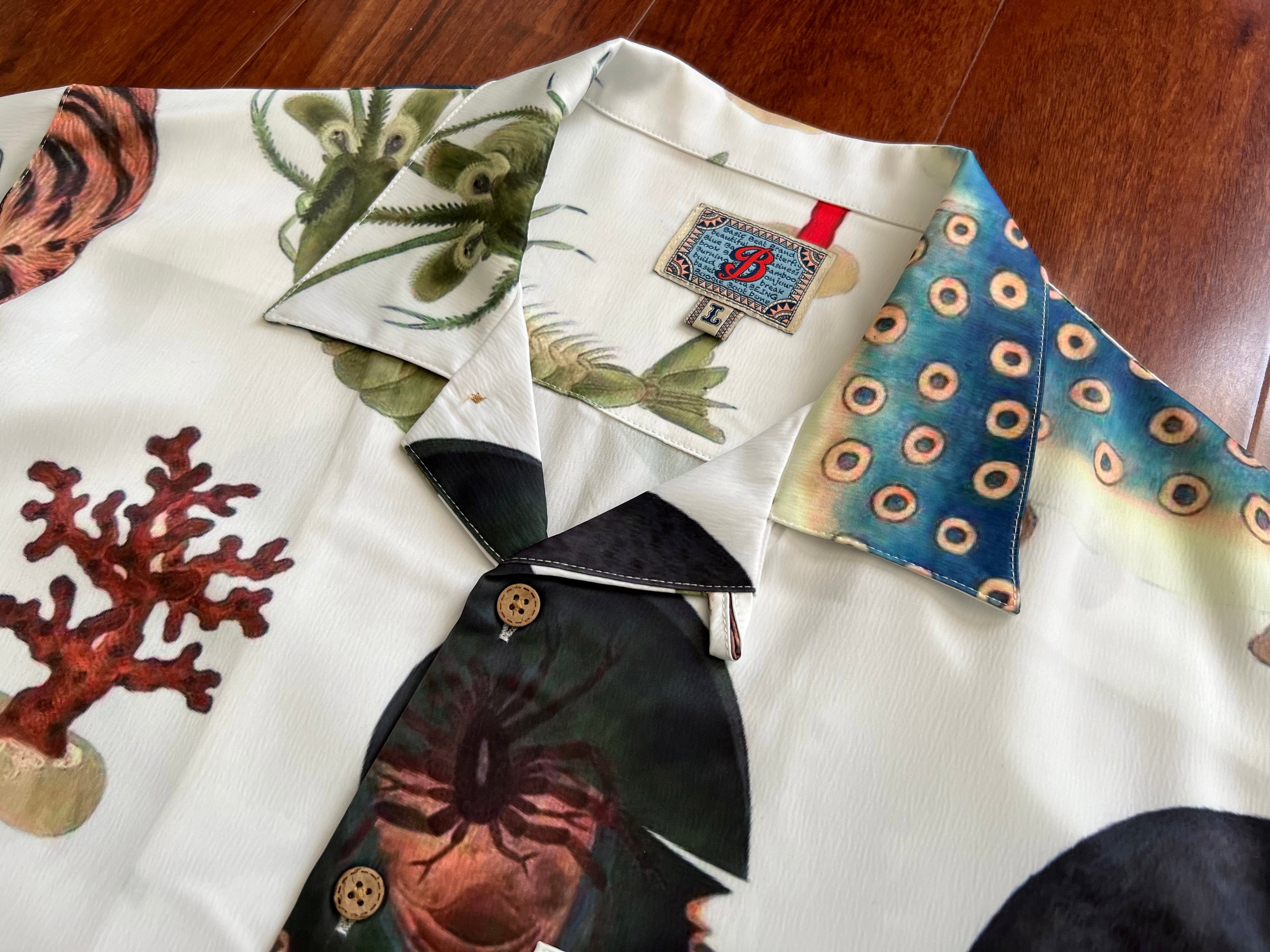 Ukiyo-E Patchwork Style Loose Drape Hawaiian Cuban Collar Printed Aloha Shirt Short Sleeve Shirt