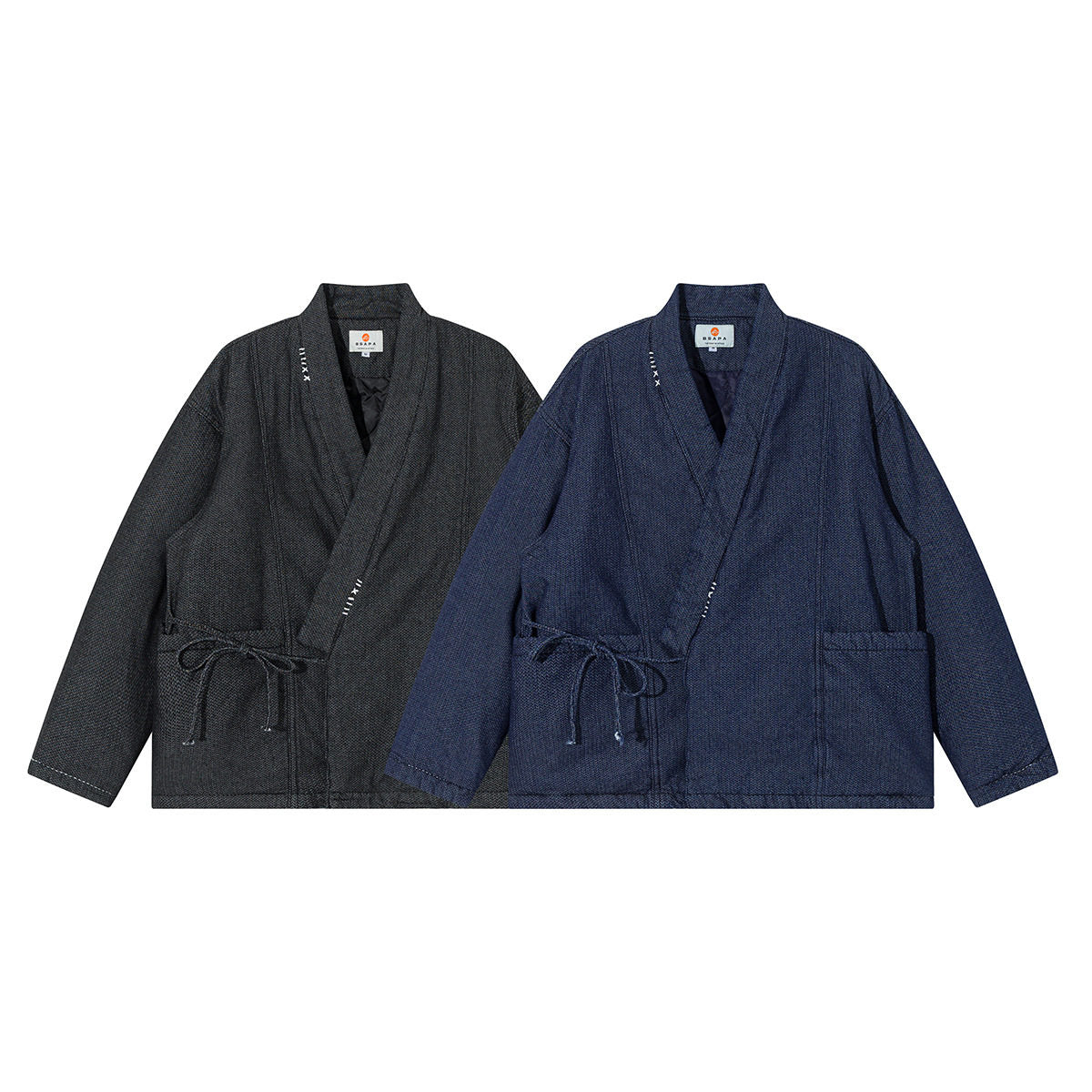 INDIGO STYLE Vintage Taoist Robe Denim Jacket - Two-Tone Oversized Coat (25AW)