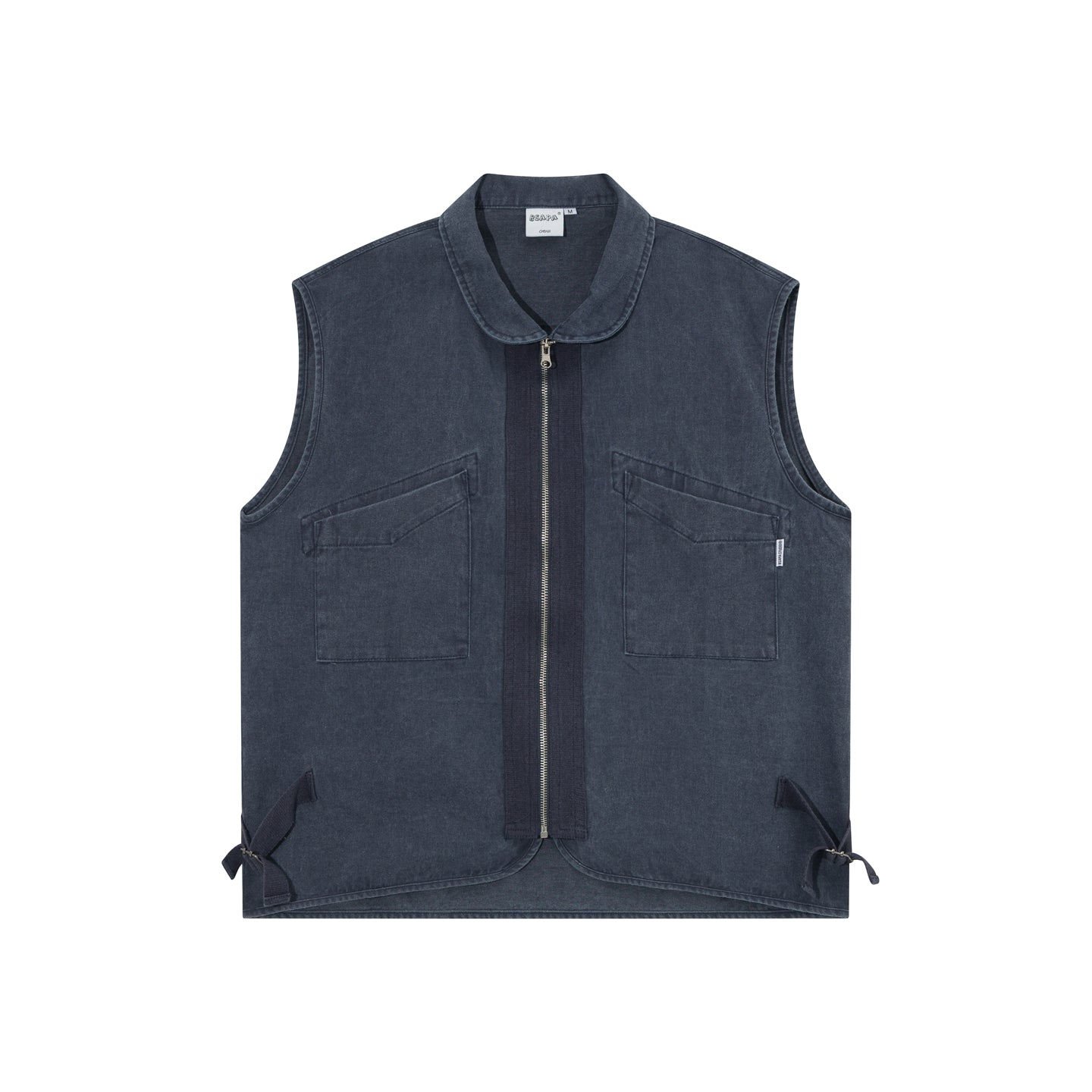 Japanese Vintage Washed Denim Sleeveless Workwear Vest – Retro Layered Pocket Style