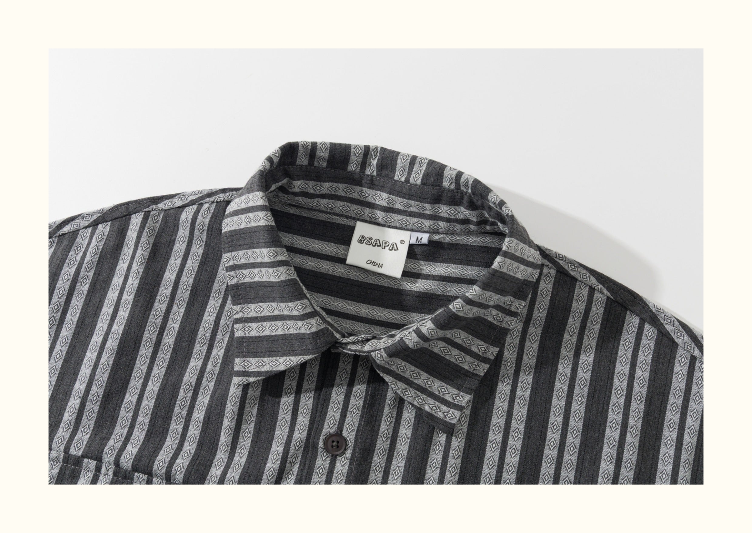 Japanese Vintage Vertical Striped Oversized Long-Sleeve Shirt – Loose Fit Black & Grey