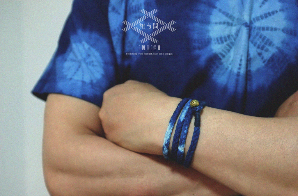 Original Blue Dyed Bracelet Chinese Retro INDIGO Tie-Dye Bracelet Multi-Turn Three-Strand Braided Couple Bracelet