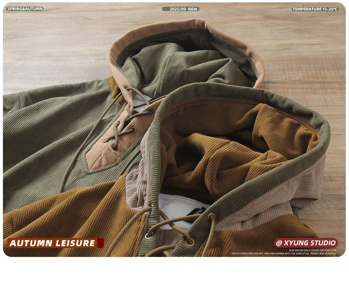 Japanese Style Fleece-Lined Hooded Sweatshirt - Thickened Pullover Hoodie (Men)