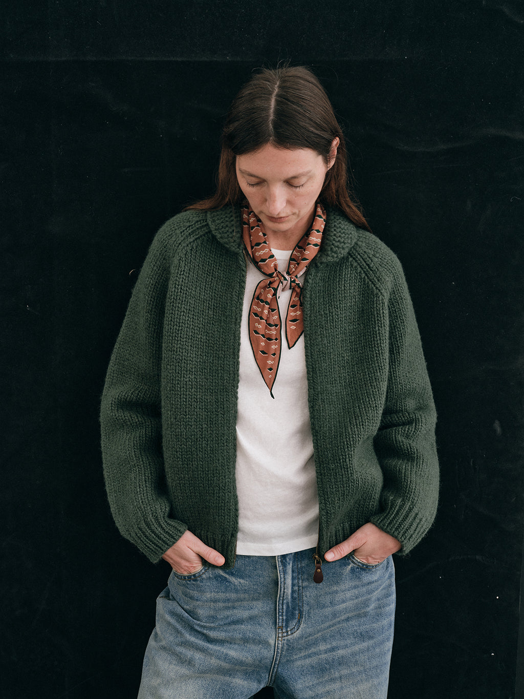 Shyshy Hand-Playing Knitting Needle-Sense Loom Retro Peter Pan Collar Four-Color 100% Wool Thick Stick Sweater Cardigan